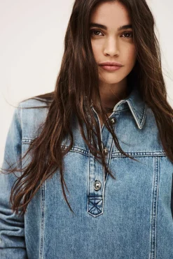 Ba&Sh TONA robe chemise denim BLEU Online