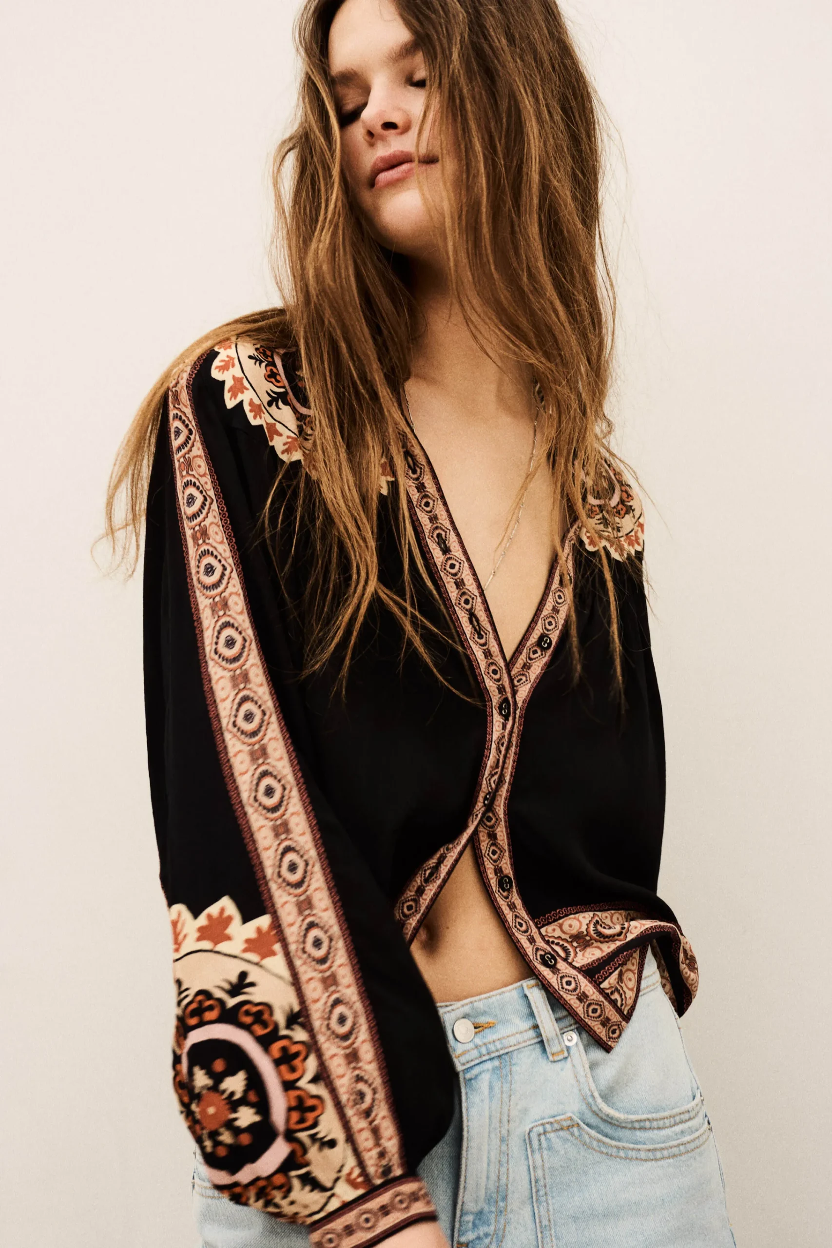 Ba&Sh VALDA chemise loose imprimée GRIS Online