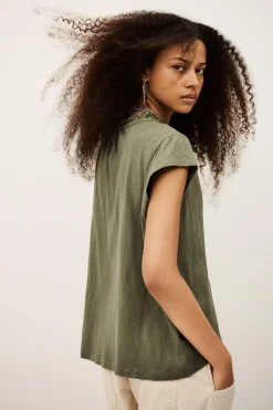 Ba&Sh VERY top manches volantées VERT New