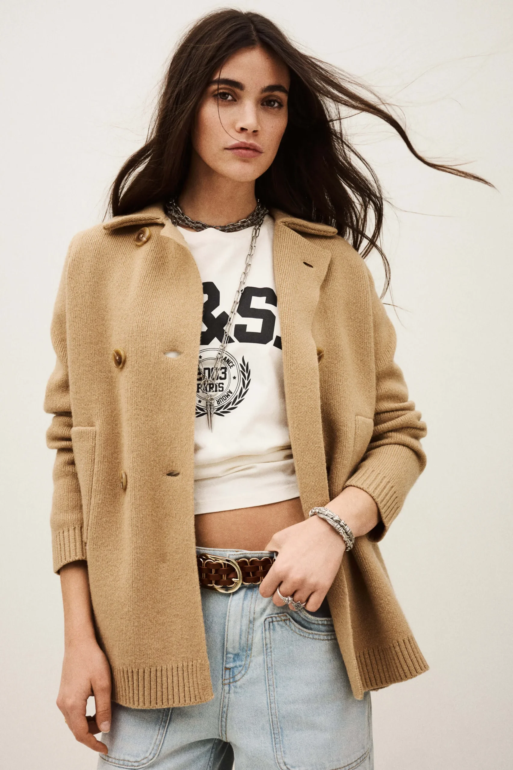 Ba&Sh VESTA gilet droit intemporel MARRON Sale