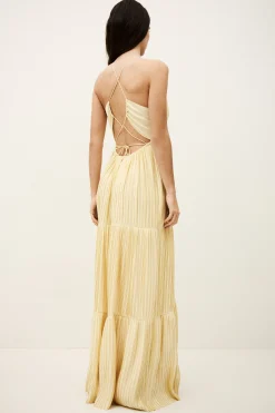 Ba&Sh WASTA robe longue satin JAUNE