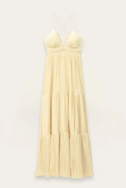 Ba&Sh WASTA robe longue satin JAUNE