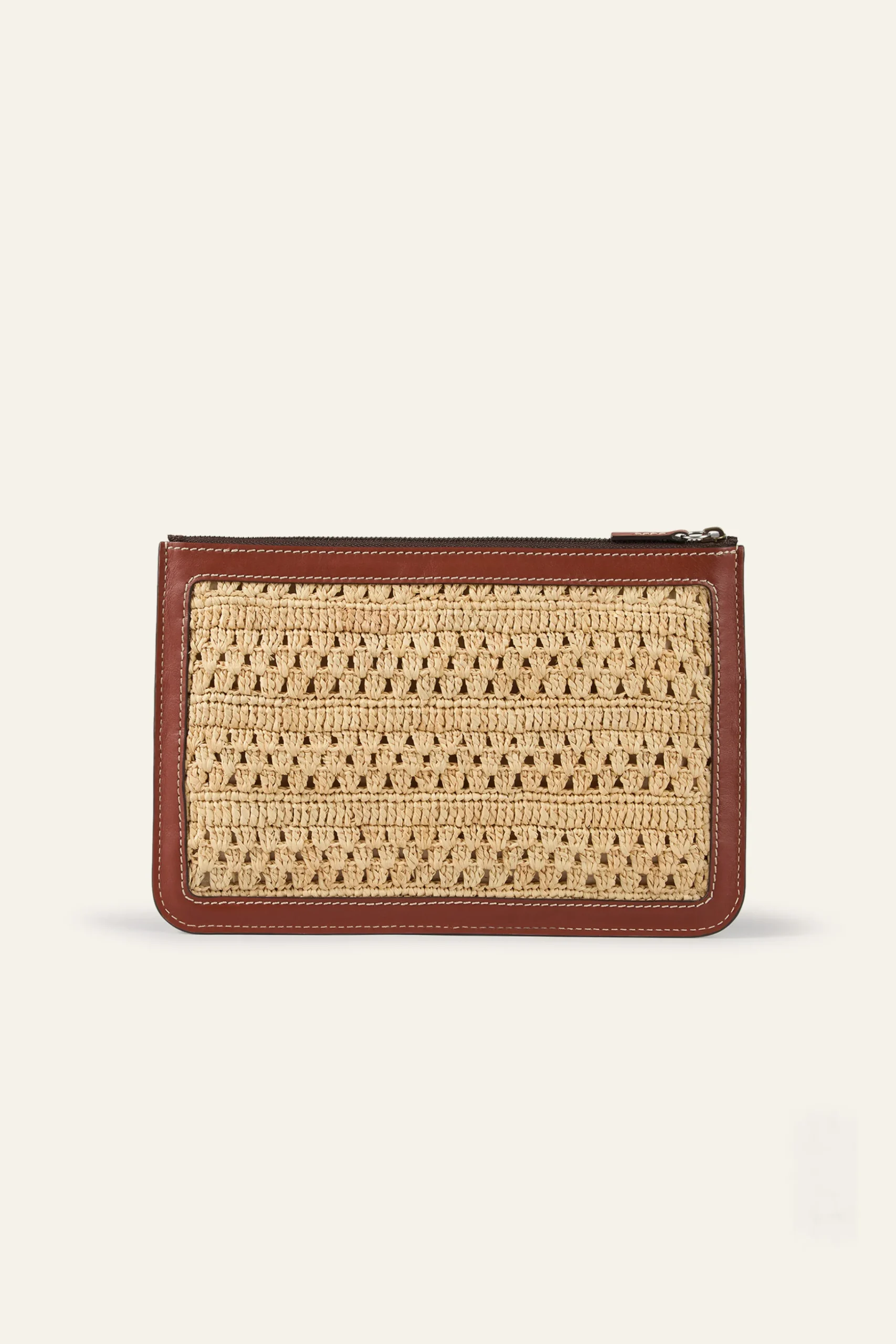 Ba&Sh YOUYOU pochette raphia tressé MARRON New